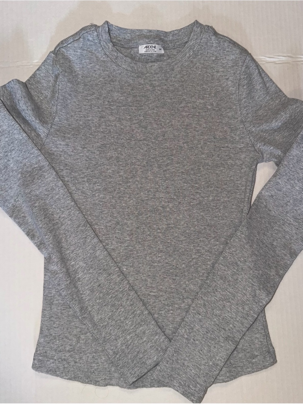 Ardene Light Heather Grey Ribbed Long Sleeve Tee